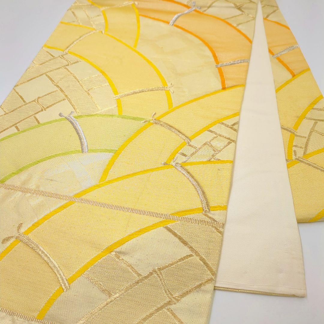 2522# Japanese Vintage Fukuro Obi Belt Kimono Fabric Silk Traditional Gold