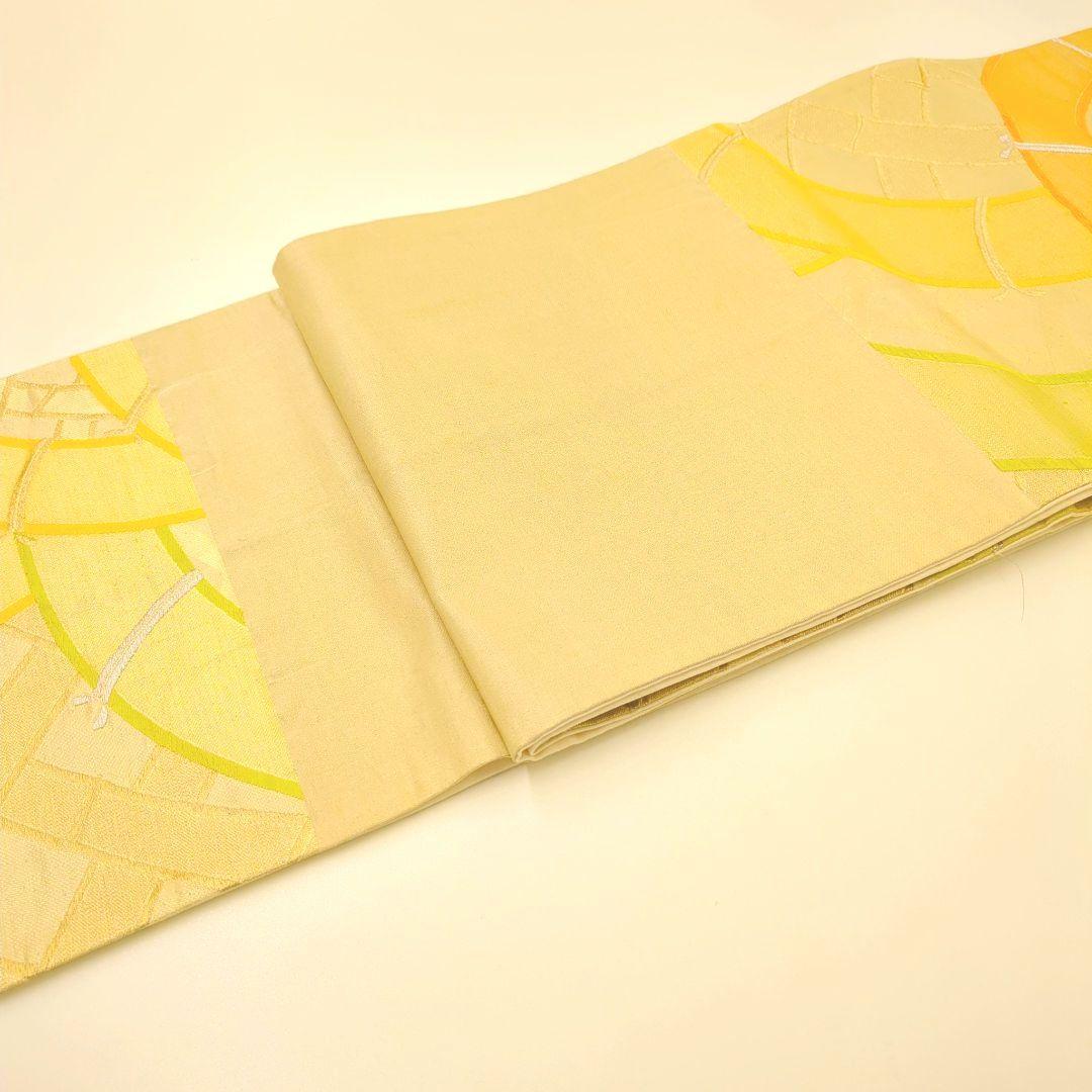 2522# Japanese Vintage Fukuro Obi Belt Kimono Fabric Silk Traditional Gold