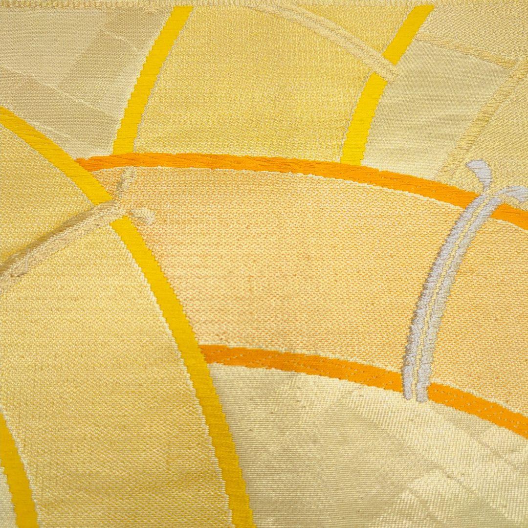 2522# Japanese Vintage Fukuro Obi Belt Kimono Fabric Silk Traditional Gold