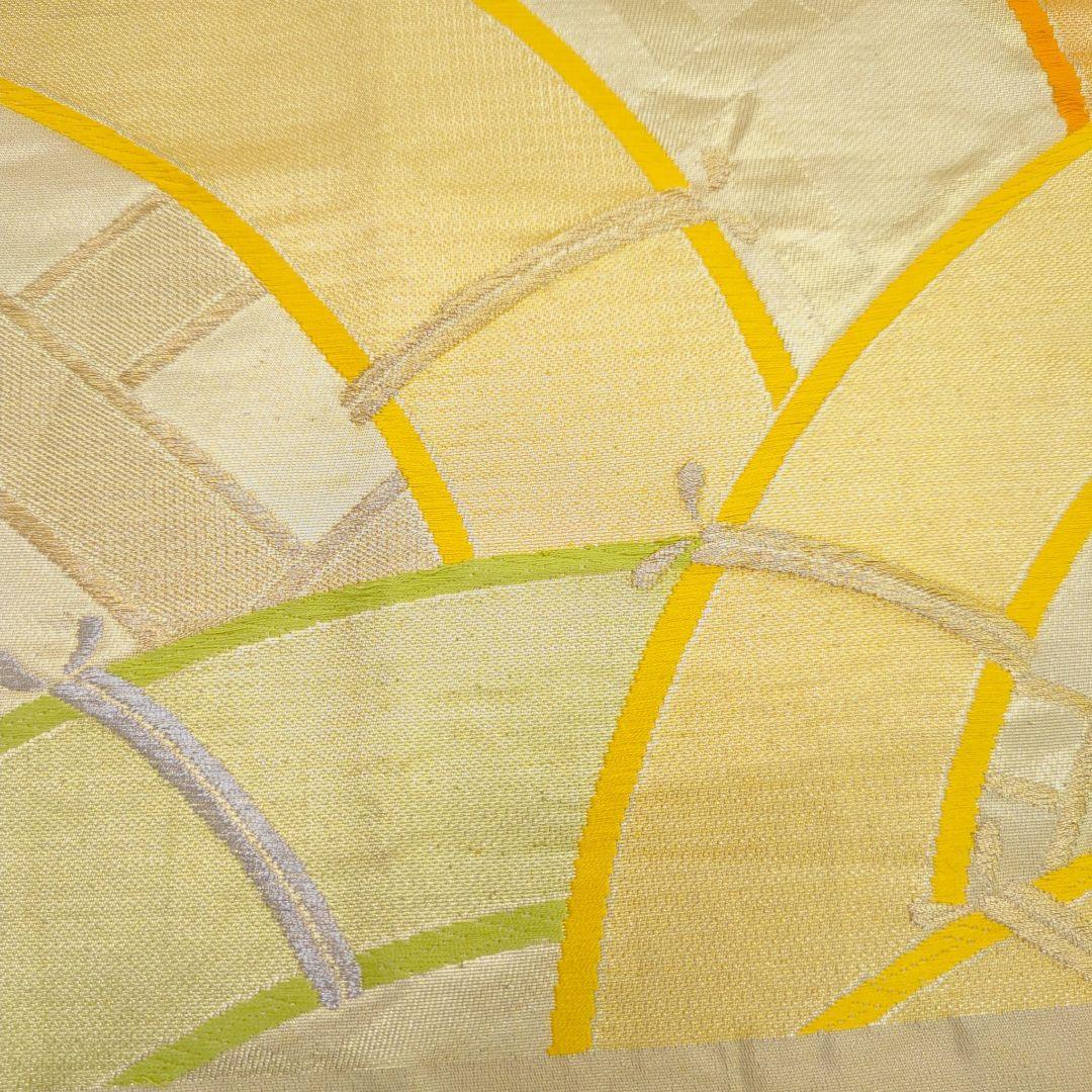 2522# Japanese Vintage Fukuro Obi Belt Kimono Fabric Silk Traditional Gold