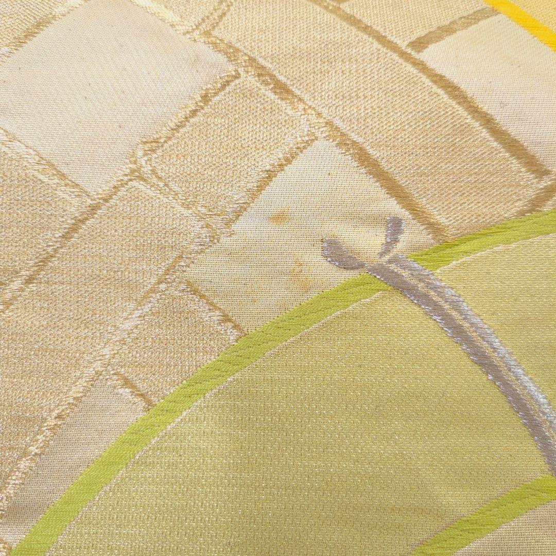 2522# Japanese Vintage Fukuro Obi Belt Kimono Fabric Silk Traditional Gold