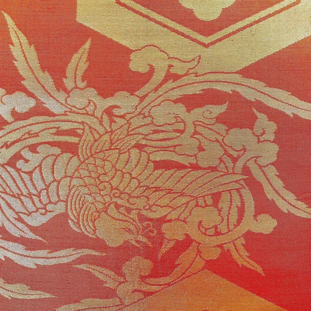 4693# Japanese Vintage Fukuro Obi Belt Kimono Fabric Silk Traditional Orange