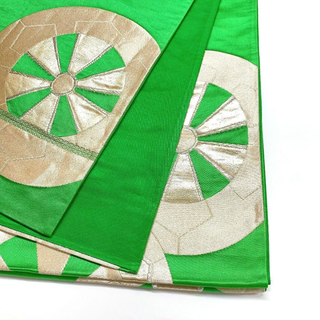 4104# Japanese Vintage Fukuro Obi Belt Kimono Fabric Silk Traditional Green