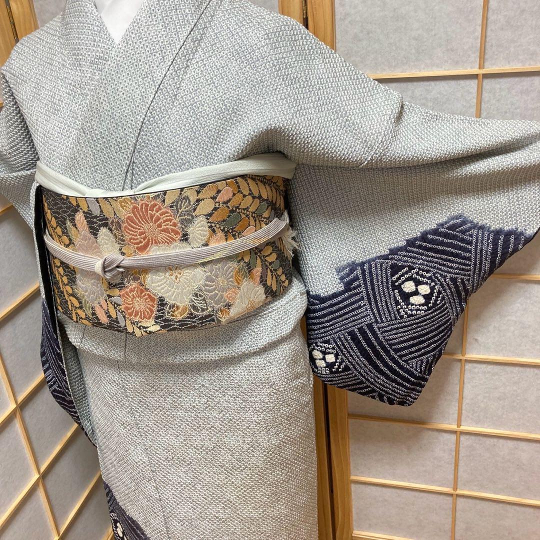 3912# Japanese Kimono Vintage Womens Silk Fabric Robe Kimono only sold Shibori