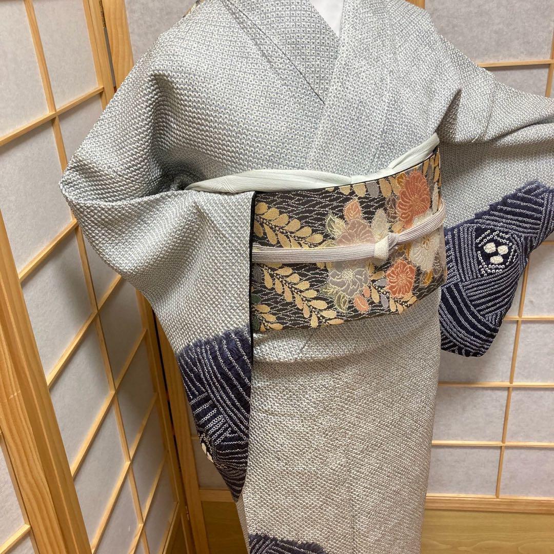 3912# Japanese Kimono Vintage Womens Silk Fabric Robe Kimono only sold Shibori