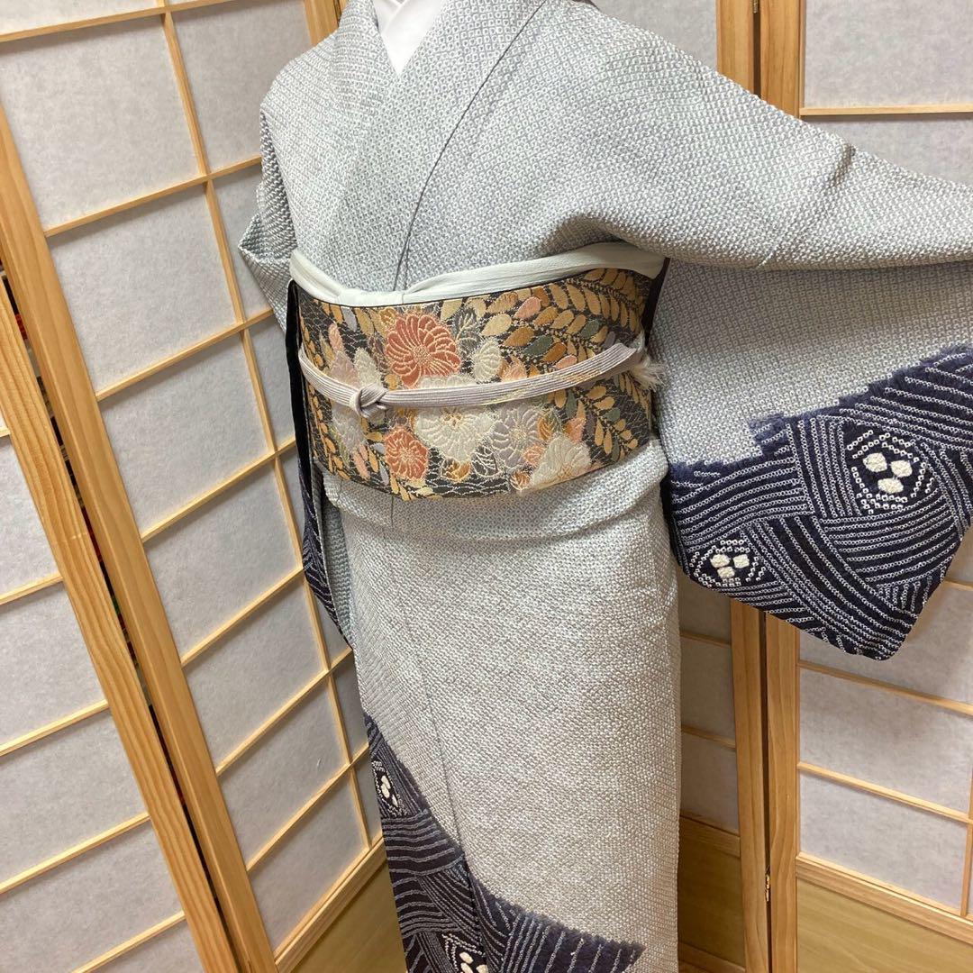 3912# Japanese Kimono Vintage Womens Silk Fabric Robe Kimono only sold Shibori