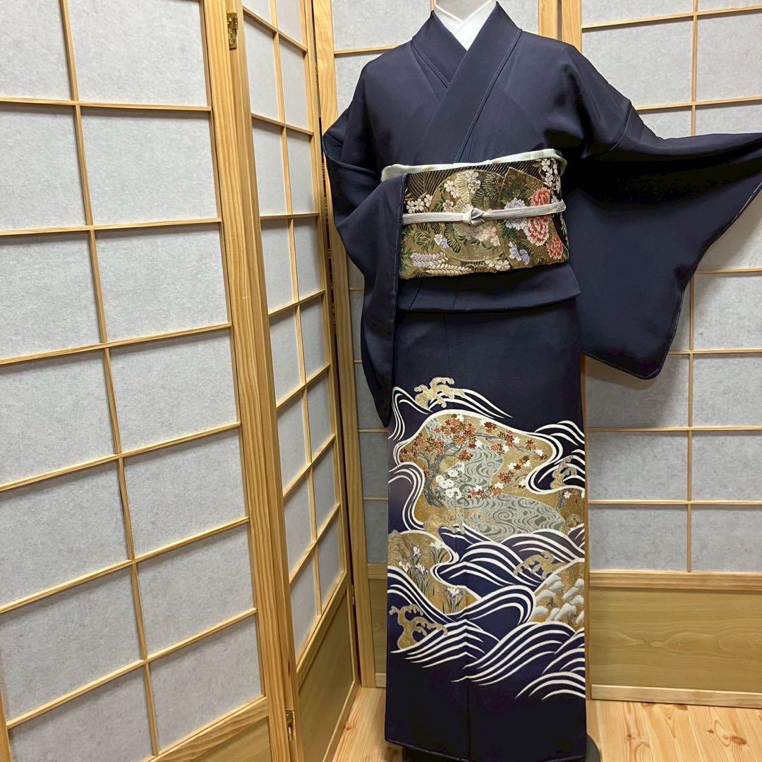 4379# Japanese Tomesode Kimono Vintage Womens Silk Fabric Robe Kimono only sold