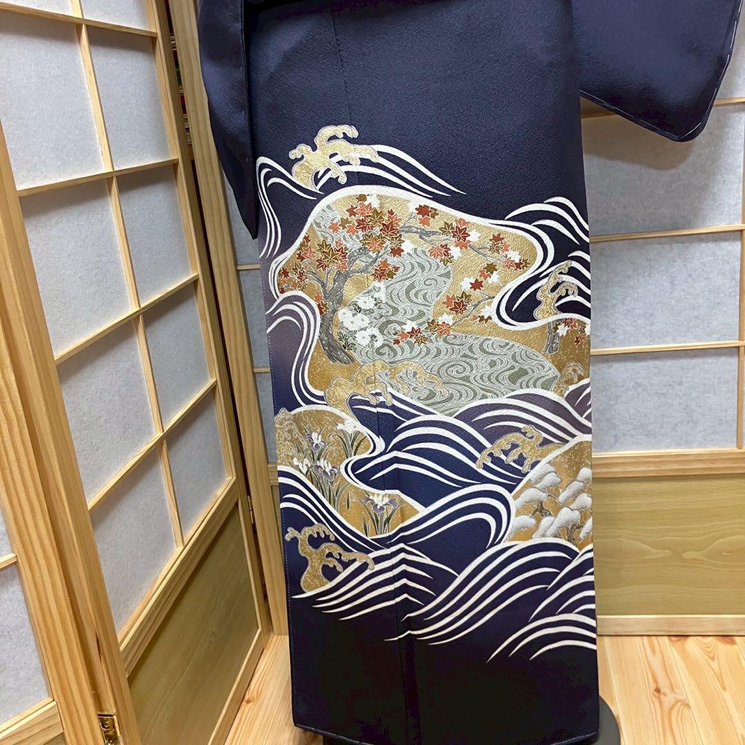 4379# Japanese Tomesode Kimono Vintage Womens Silk Fabric Robe Kimono only sold