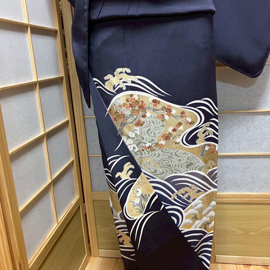 4379# Japanese Tomesode Kimono Vintage Womens Silk Fabric Robe Kimono only sold