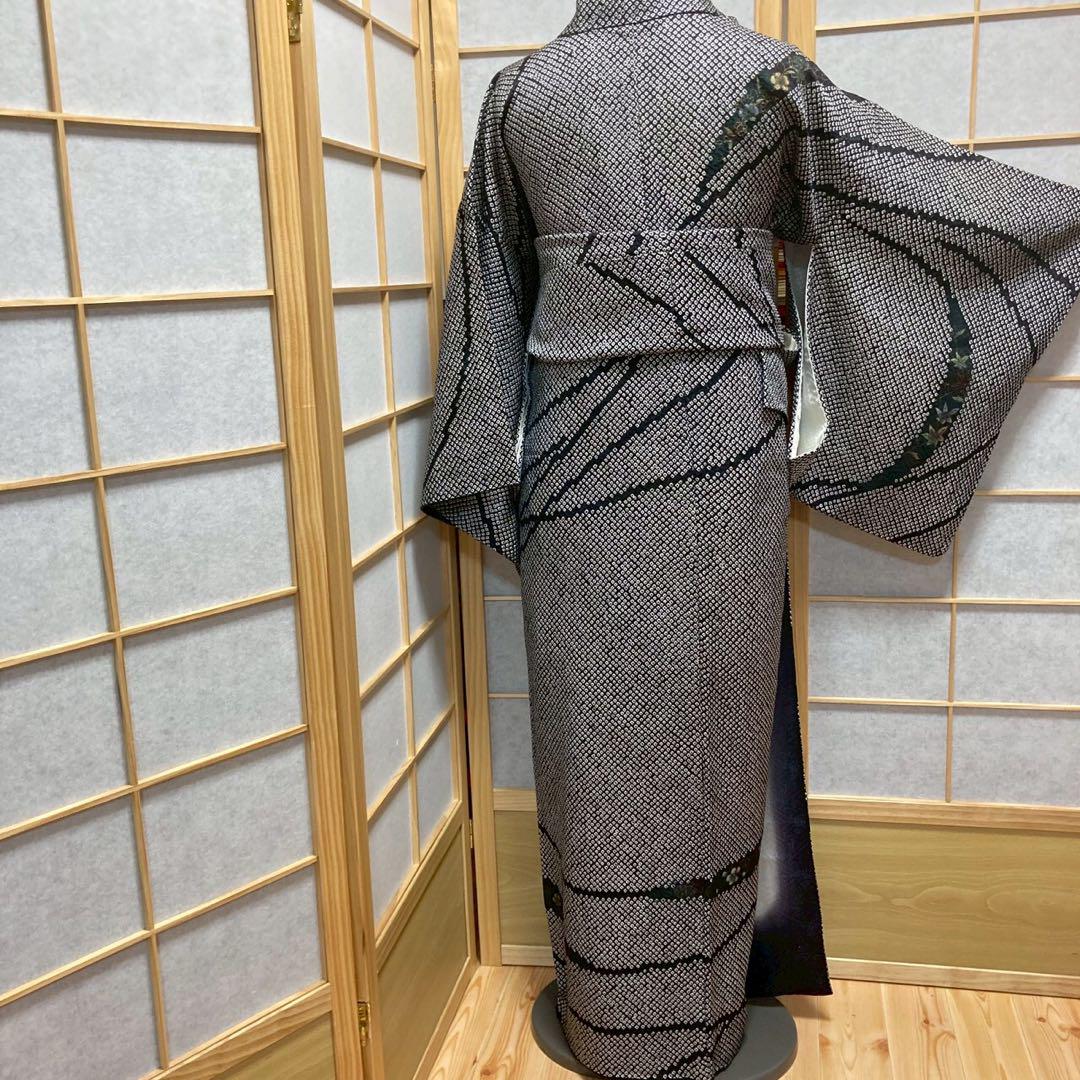 3922# Japanese Kimono Vintage Womens Silk Fabric Robe Kimono only sold Shibori