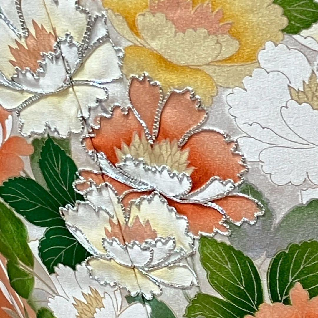 4349# Japanese Kimono Vintage Womens Silk Fabric Robe Kimono only sold Orange