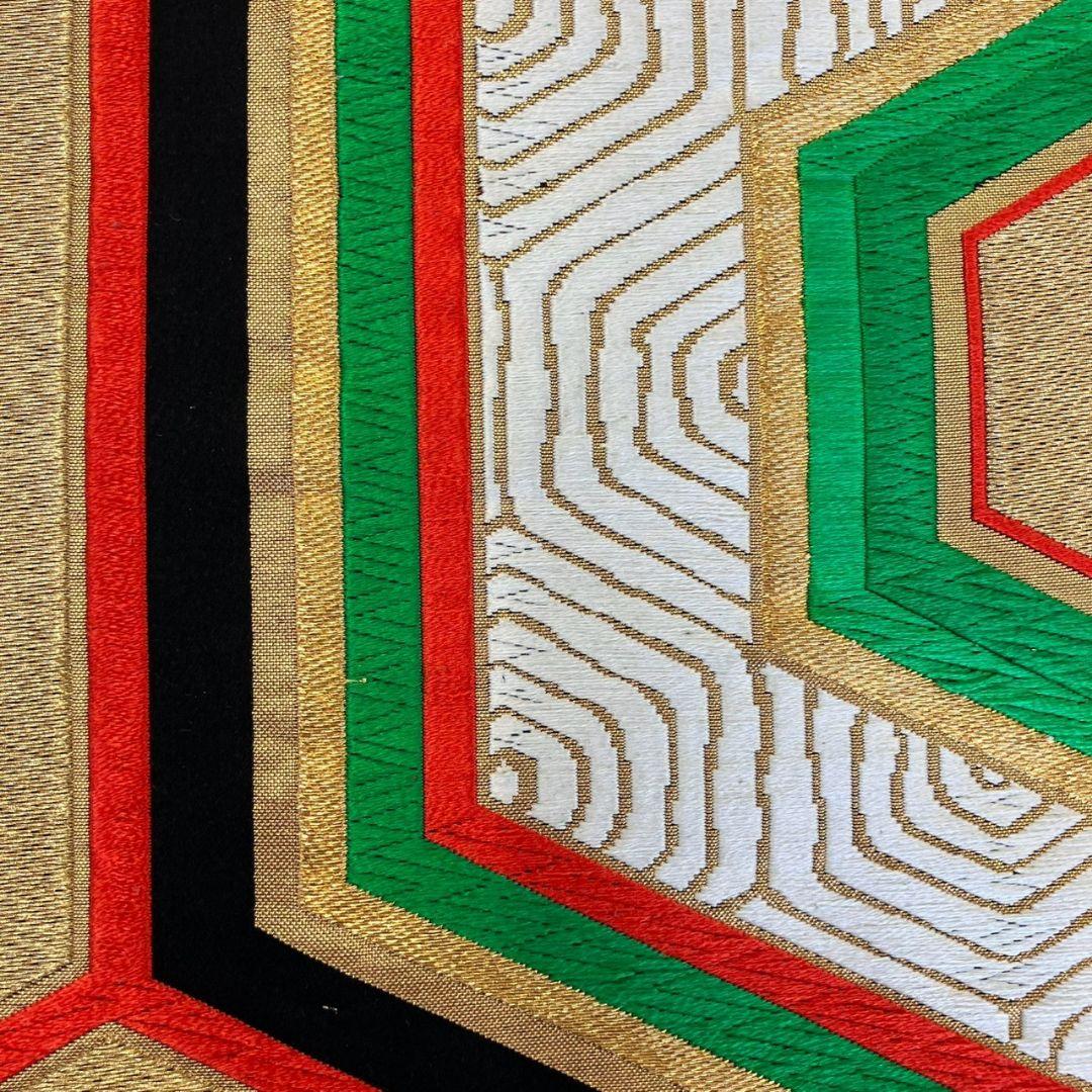 3101# Japanese Vintage Fukuro Obi Belt Kimono Fabric Silk Traditional Black