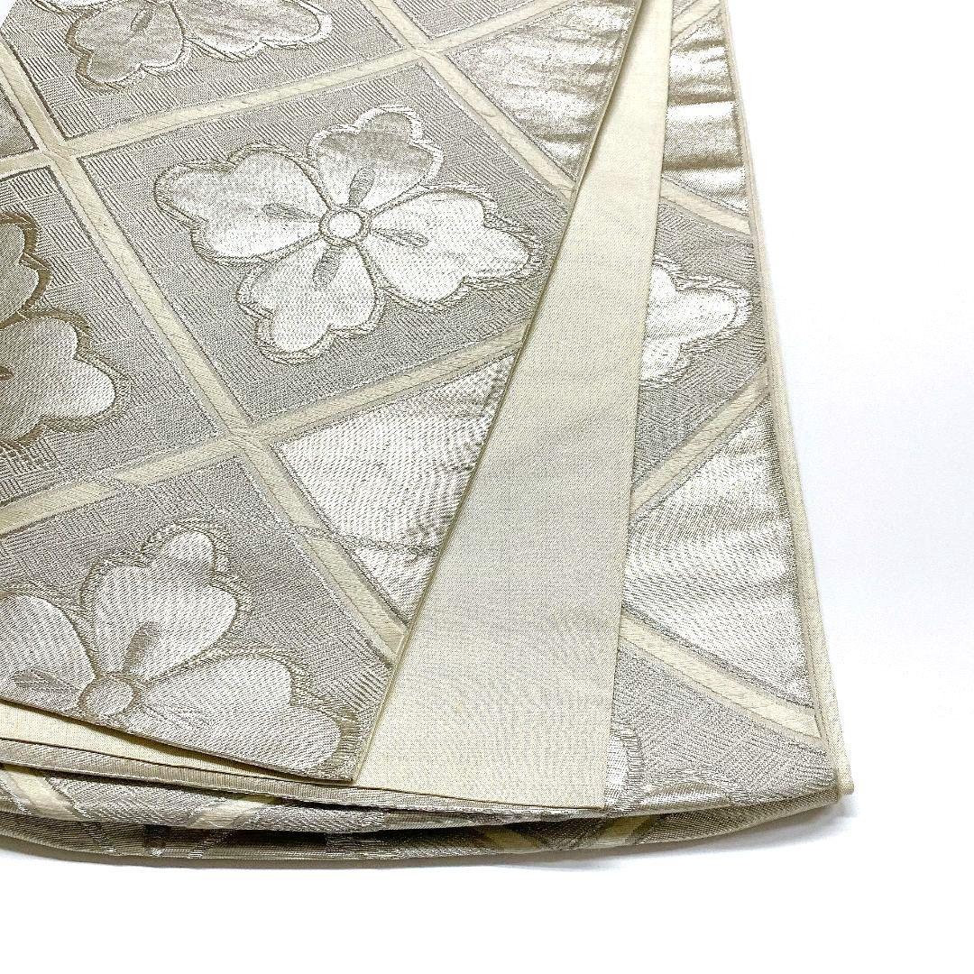 3768# Japanese Vintage Fukuro Obi Belt Kimono Fabric Silk Traditional Silver