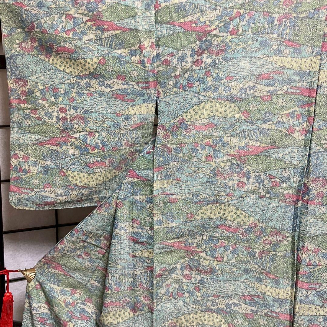 5170# Japanese Kimono Vintage Fabric Silk Robe Women's Traditional Unlined