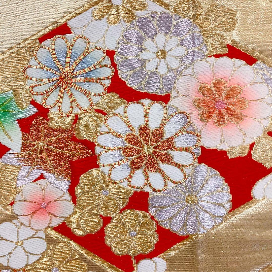 4729# Japanese Vintage Fukuro Obi Belt Kimono Fabric Silk Traditional Embroidery