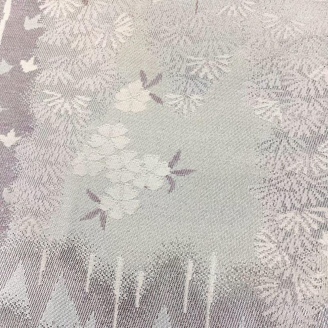 4720# Japanese Vintage Fukuro Obi Belt Kimono Fabric Silk Traditional Silver