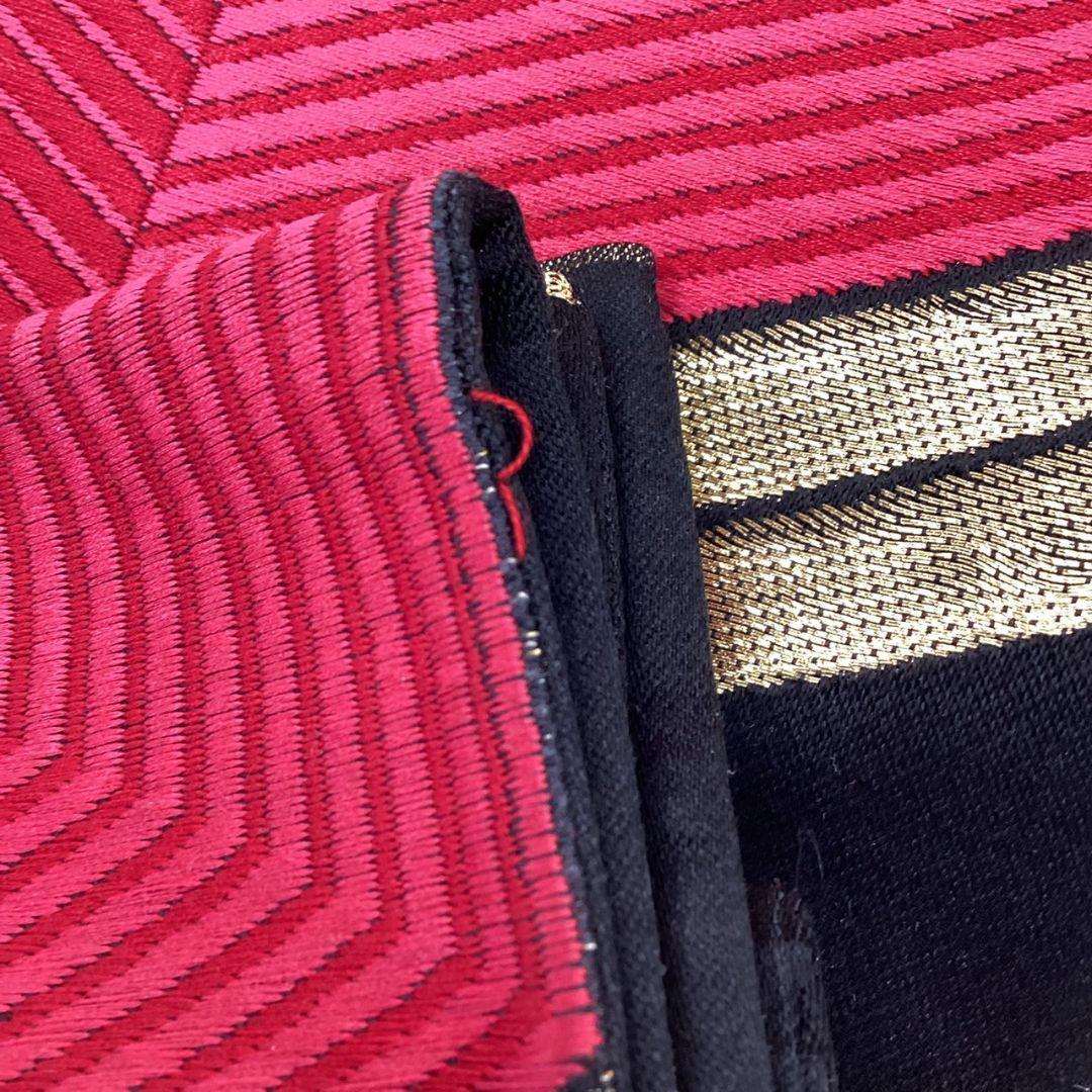 4910# Japanese Vintage Fukuro Obi Belt Kimono Fabric Silk Traditional Black