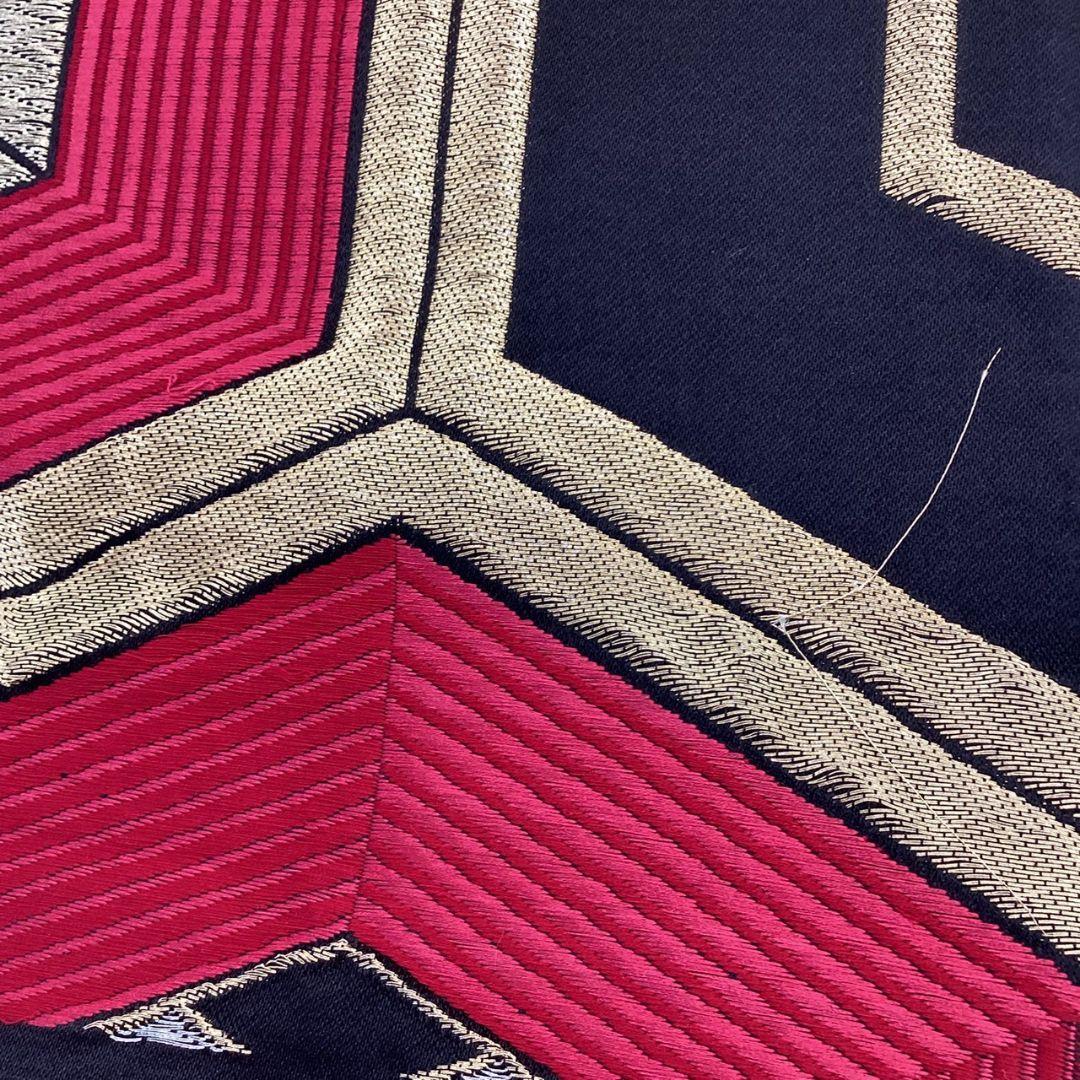 4910# Japanese Vintage Fukuro Obi Belt Kimono Fabric Silk Traditional Black