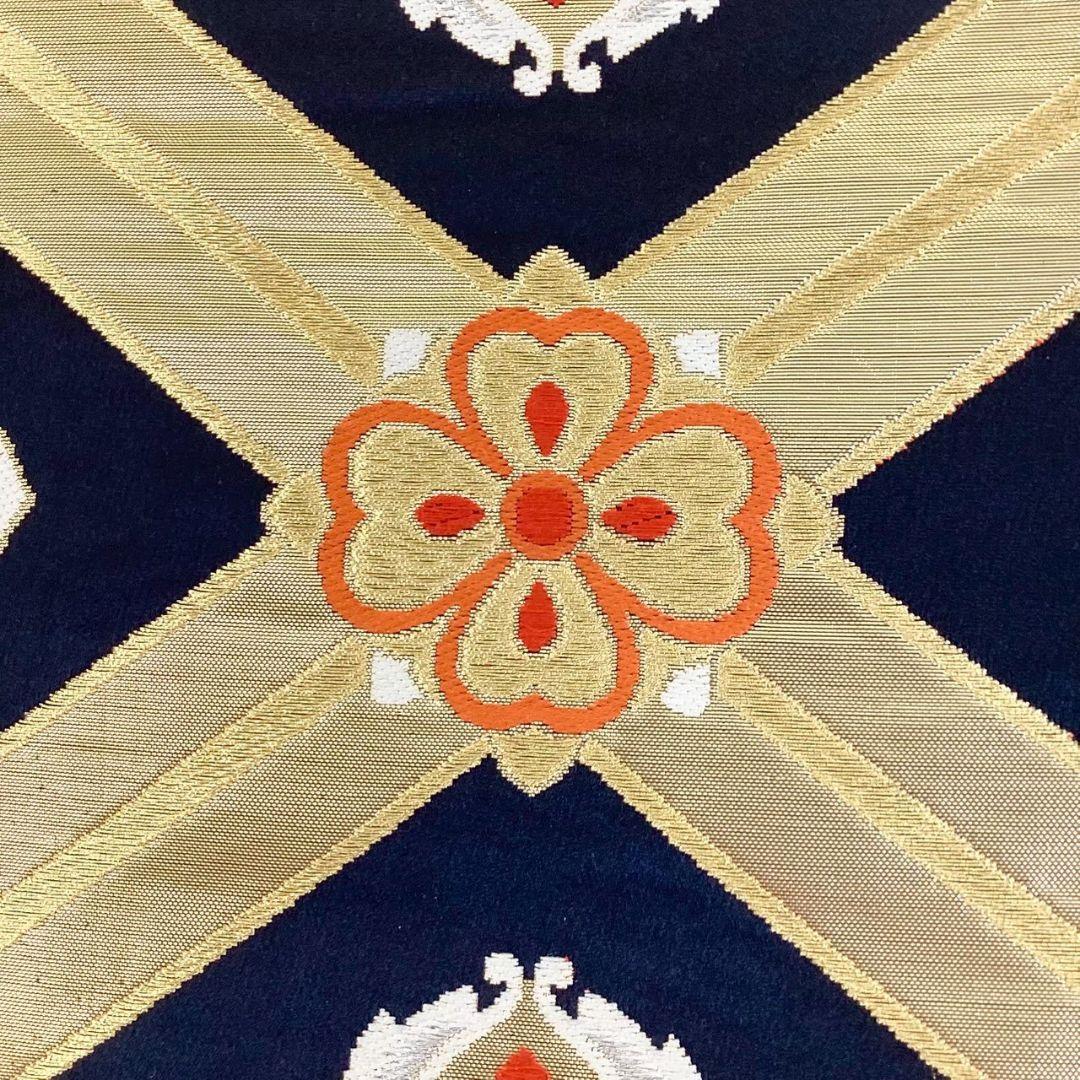 4752# Japanese Vintage Fukuro Obi Belt Kimono Fabric Silk Traditional Black