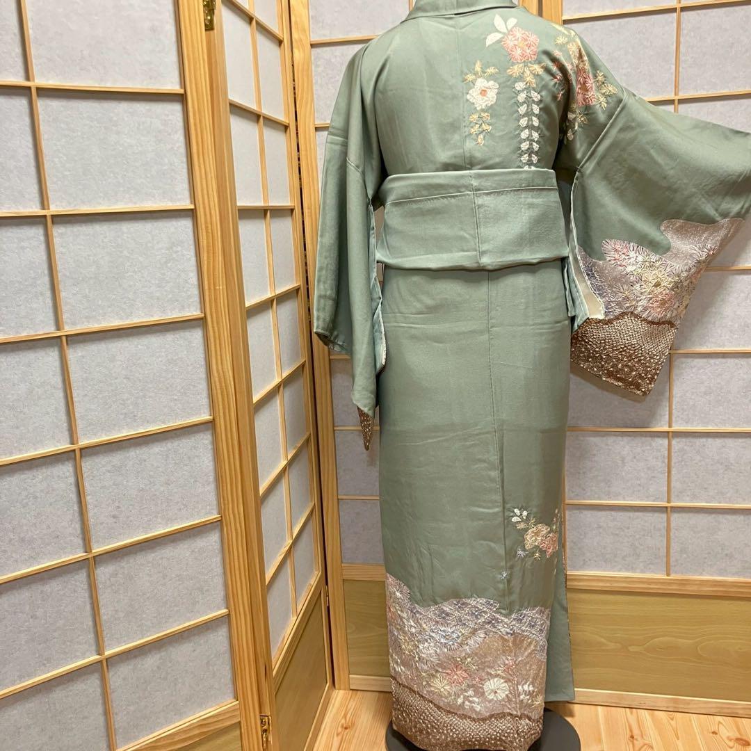 5794# Japanese Kimono Vintage Womens Silk Fabric Robe Kimono only sold Shibori