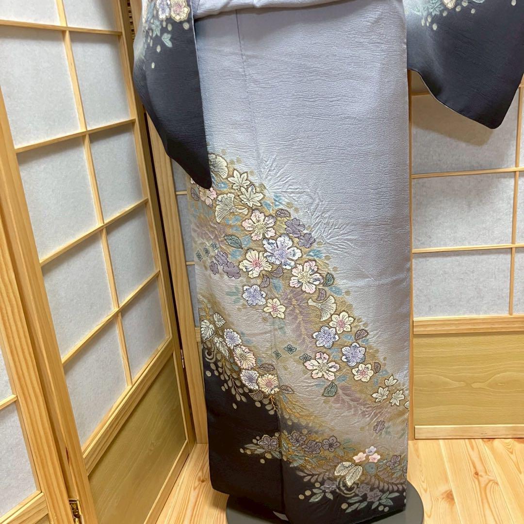 5447# Japanese Kimono Vintage Womens Silk Fabric Robe Kimono only sold