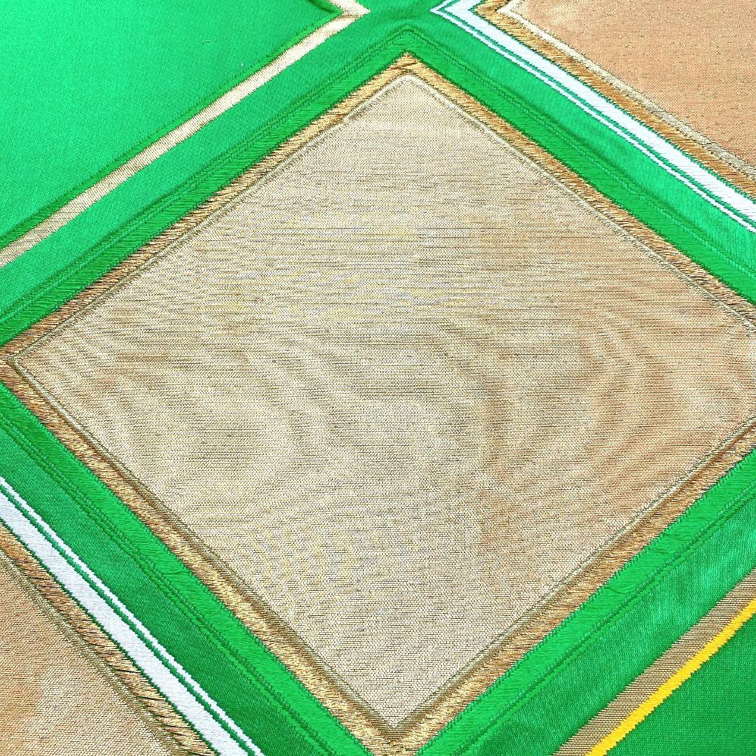 3750# Japanese Vintage Fukuro Obi Belt Kimono Fabric Silk Traditional Green