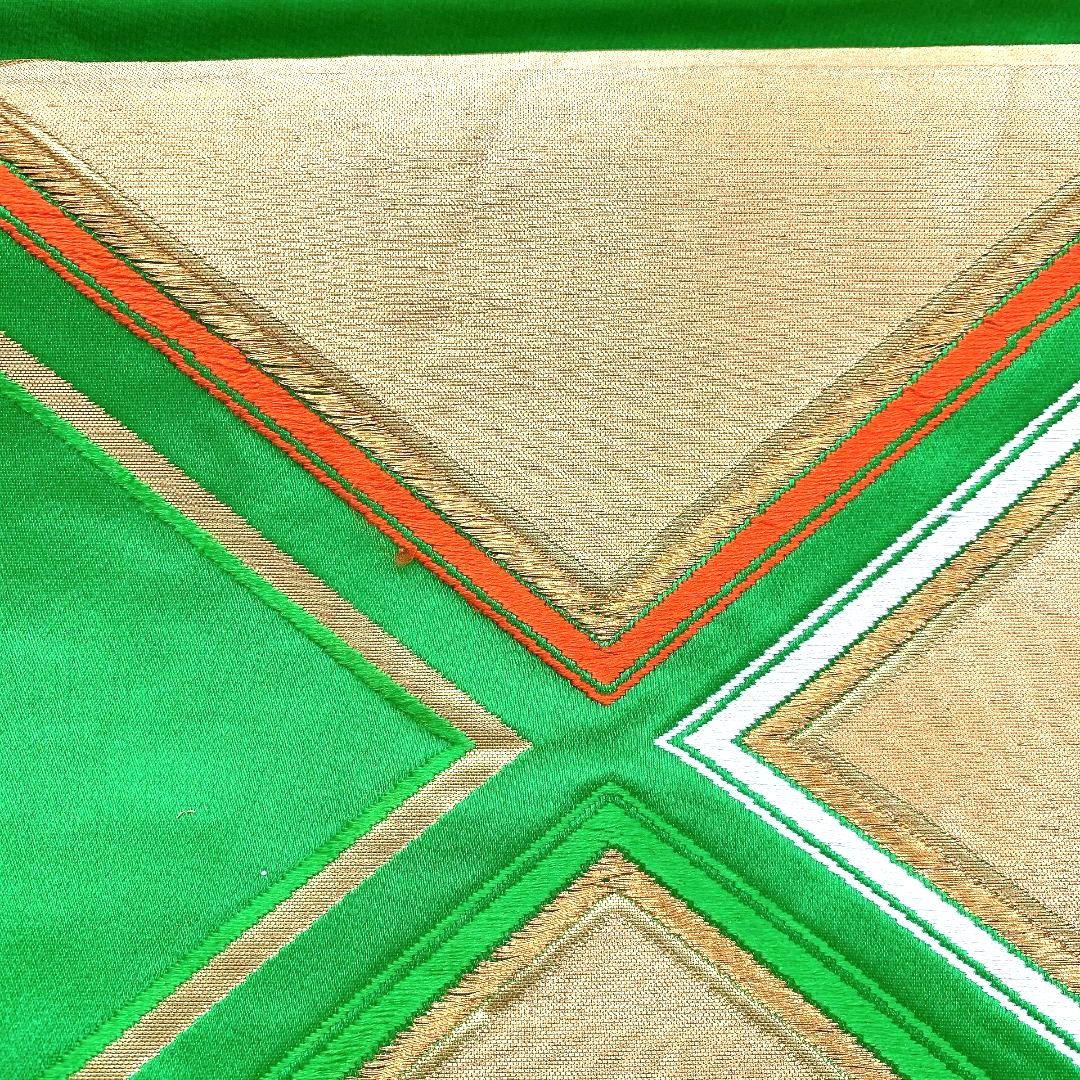 3750# Japanese Vintage Fukuro Obi Belt Kimono Fabric Silk Traditional Green