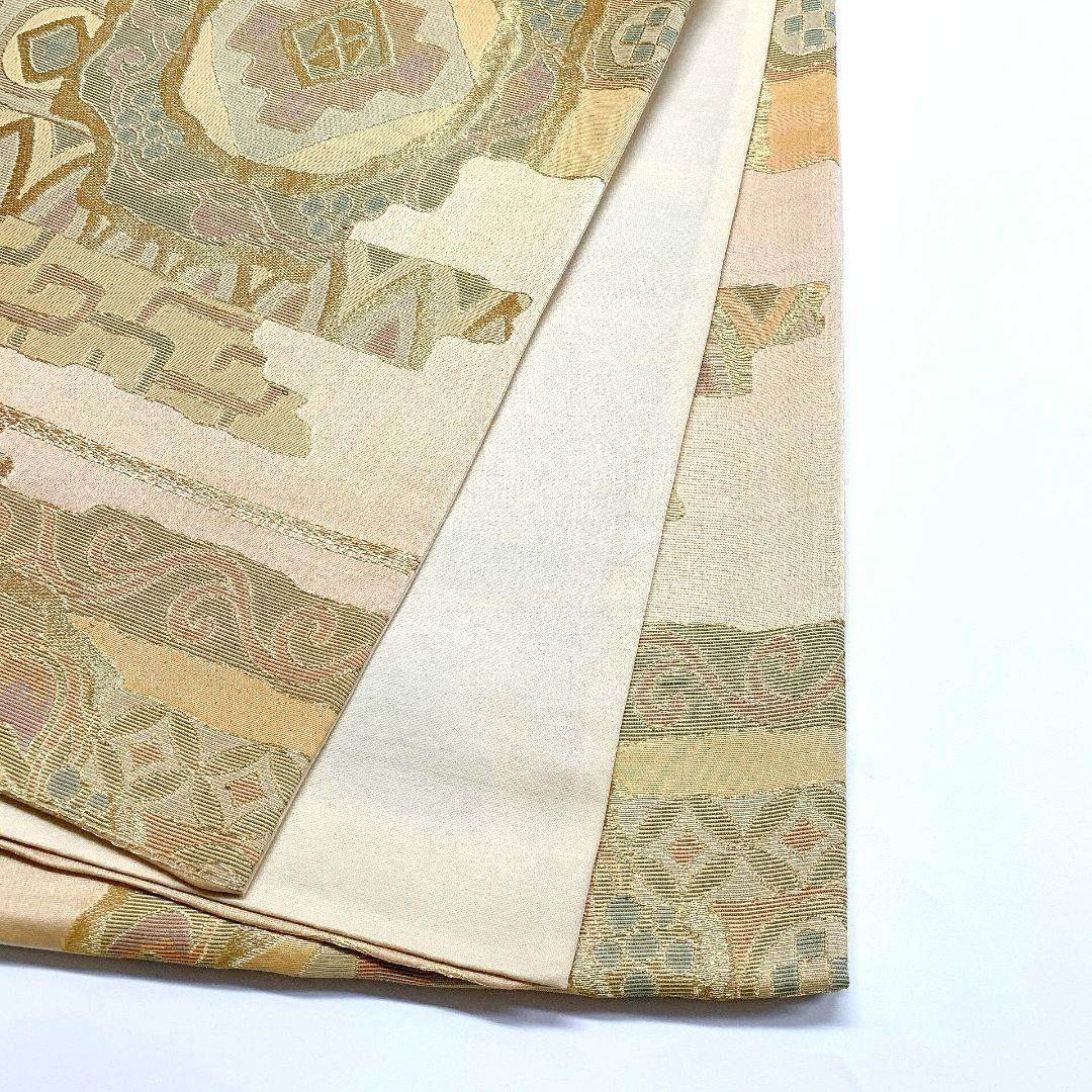 4093# Japanese Vintage Fukuro Obi Belt Kimono Fabric Silk Traditional Gold