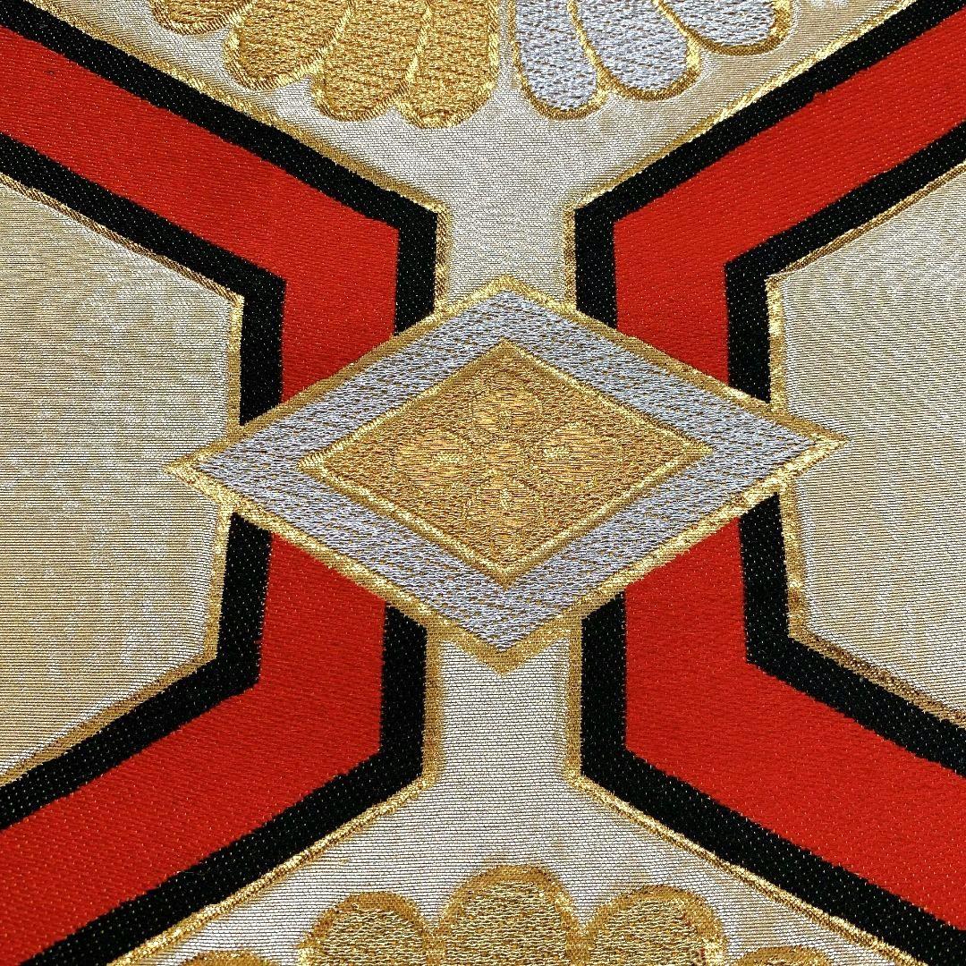 3811# Japanese Vintage Fukuro Obi Belt Kimono Fabric Silk Traditional Gold