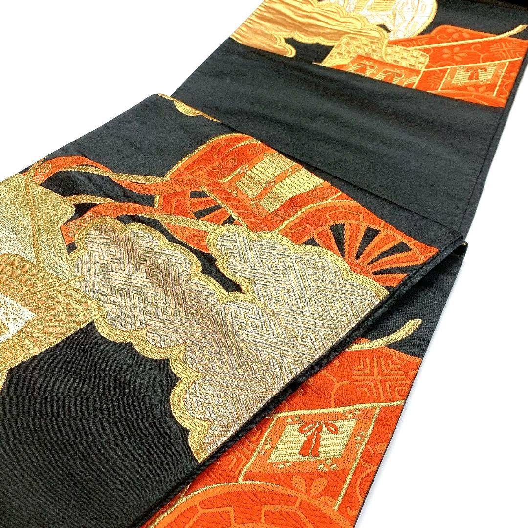 3747# Japanese Vintage Fukuro Obi Belt Kimono Fabric Silk Traditional Untailored