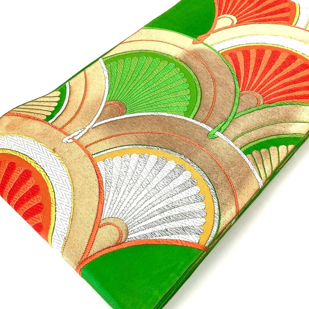 4704# Japanese Vintage Fukuro Obi Belt Kimono Fabric Silk Traditional Embroidery