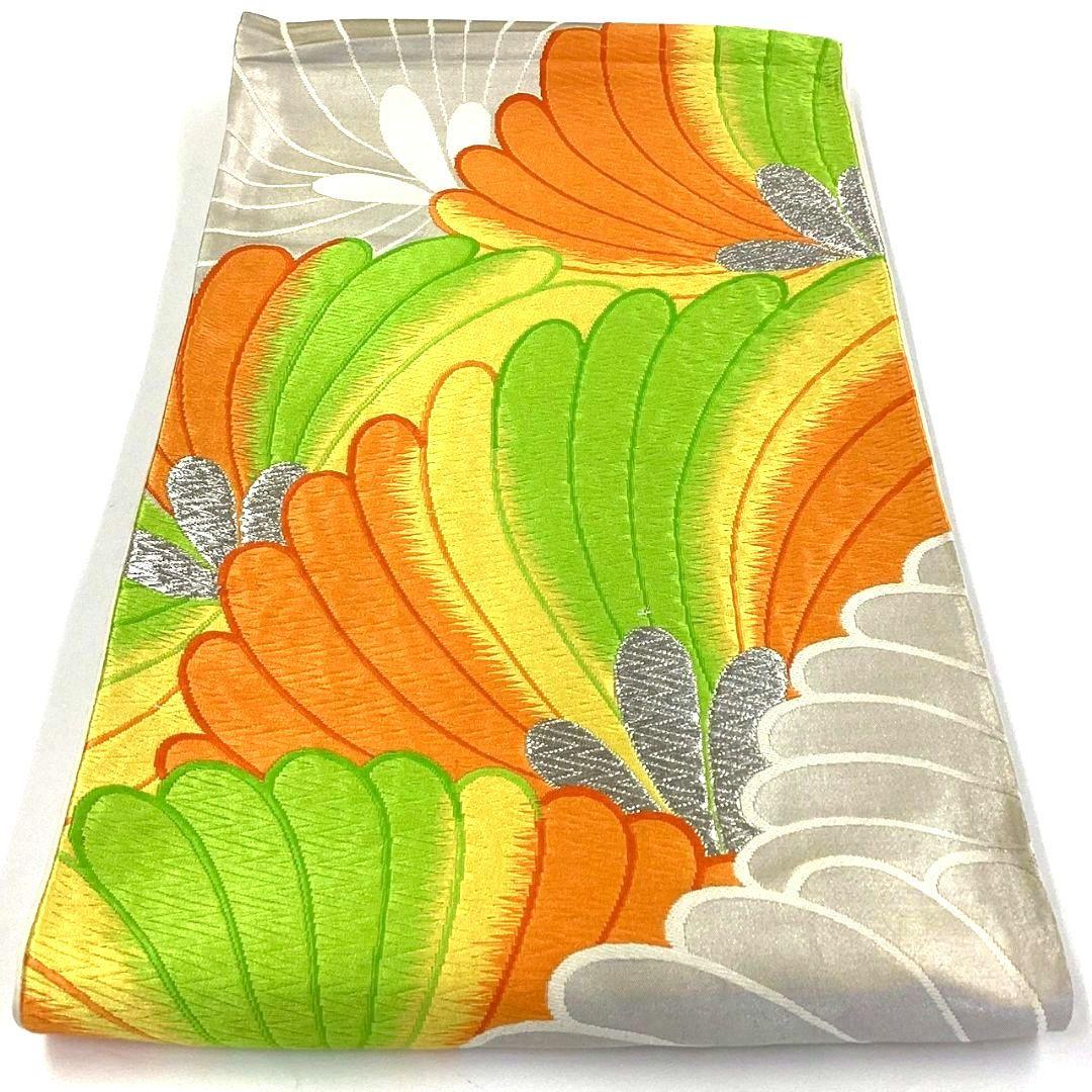 3573# Japanese Vintage Fukuro Obi Belt Kimono Fabric Silk Traditional Embroidery
