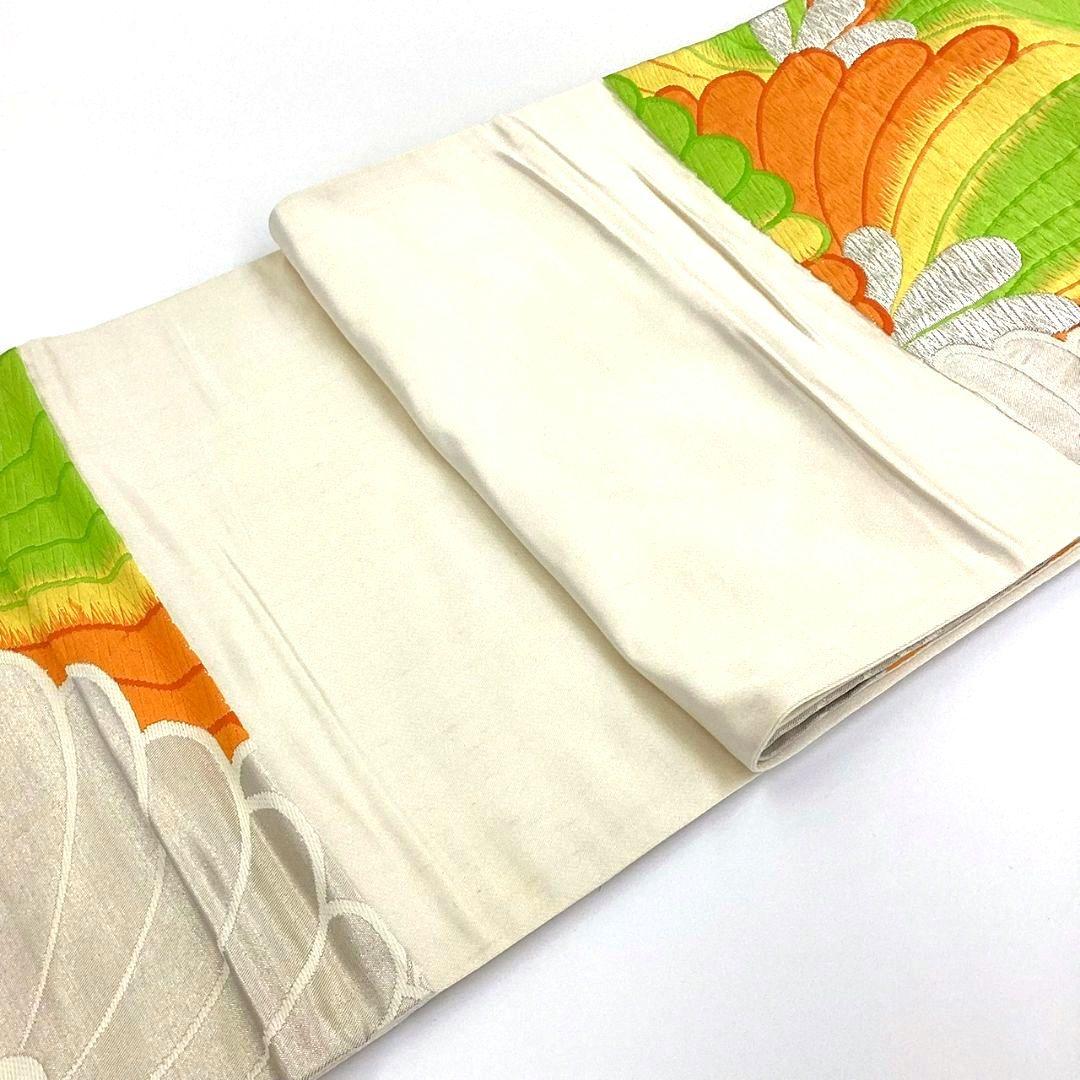3573# Japanese Vintage Fukuro Obi Belt Kimono Fabric Silk Traditional Embroidery