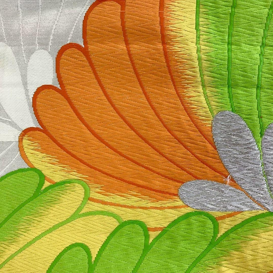 3573# Japanese Vintage Fukuro Obi Belt Kimono Fabric Silk Traditional Embroidery