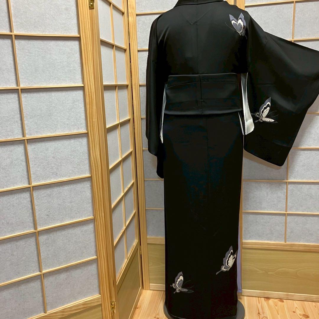 4378# Japanese Kimono Vintage Womens Silk Fabric Robe Kimono only sold Black