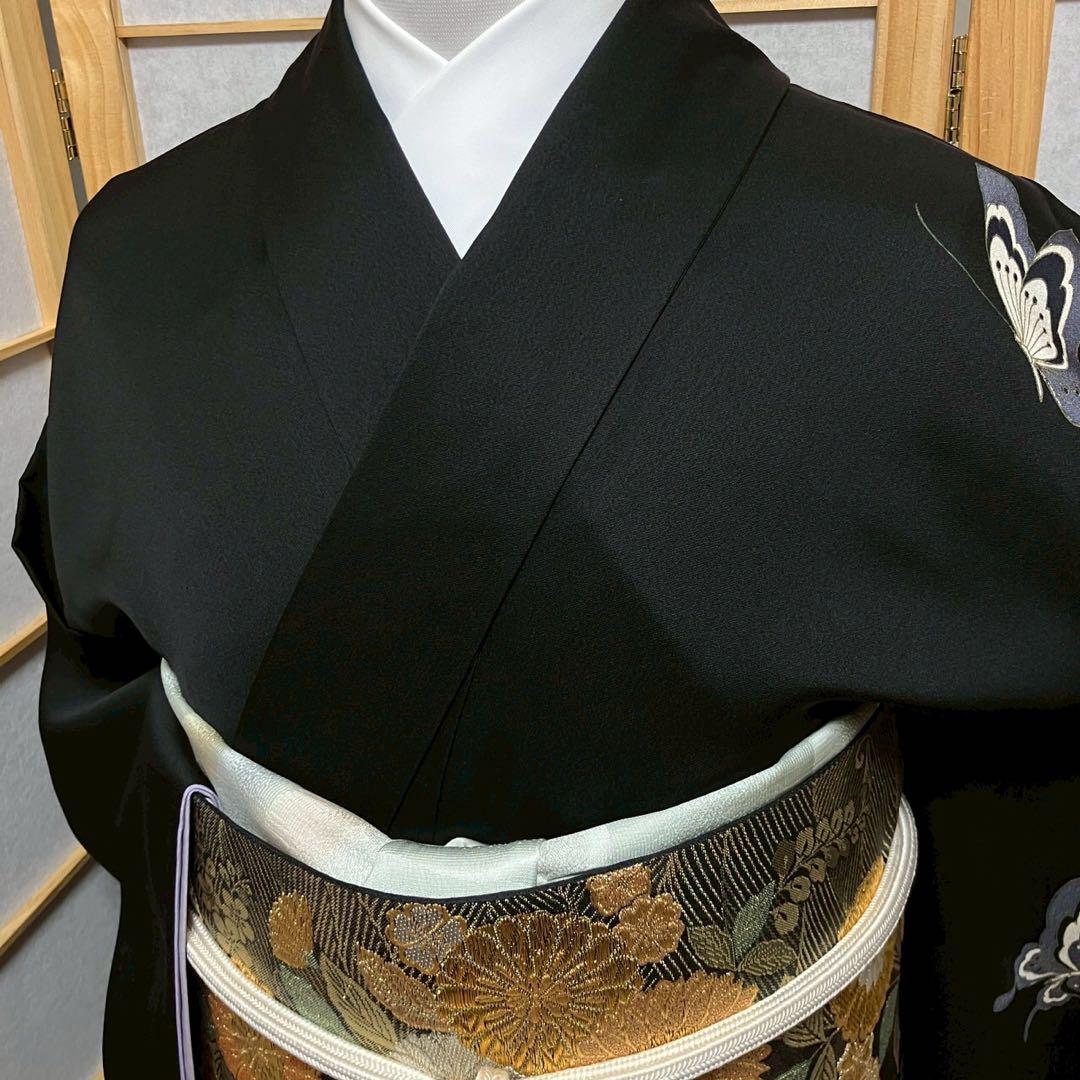 4378# Japanese Kimono Vintage Womens Silk Fabric Robe Kimono only sold Black