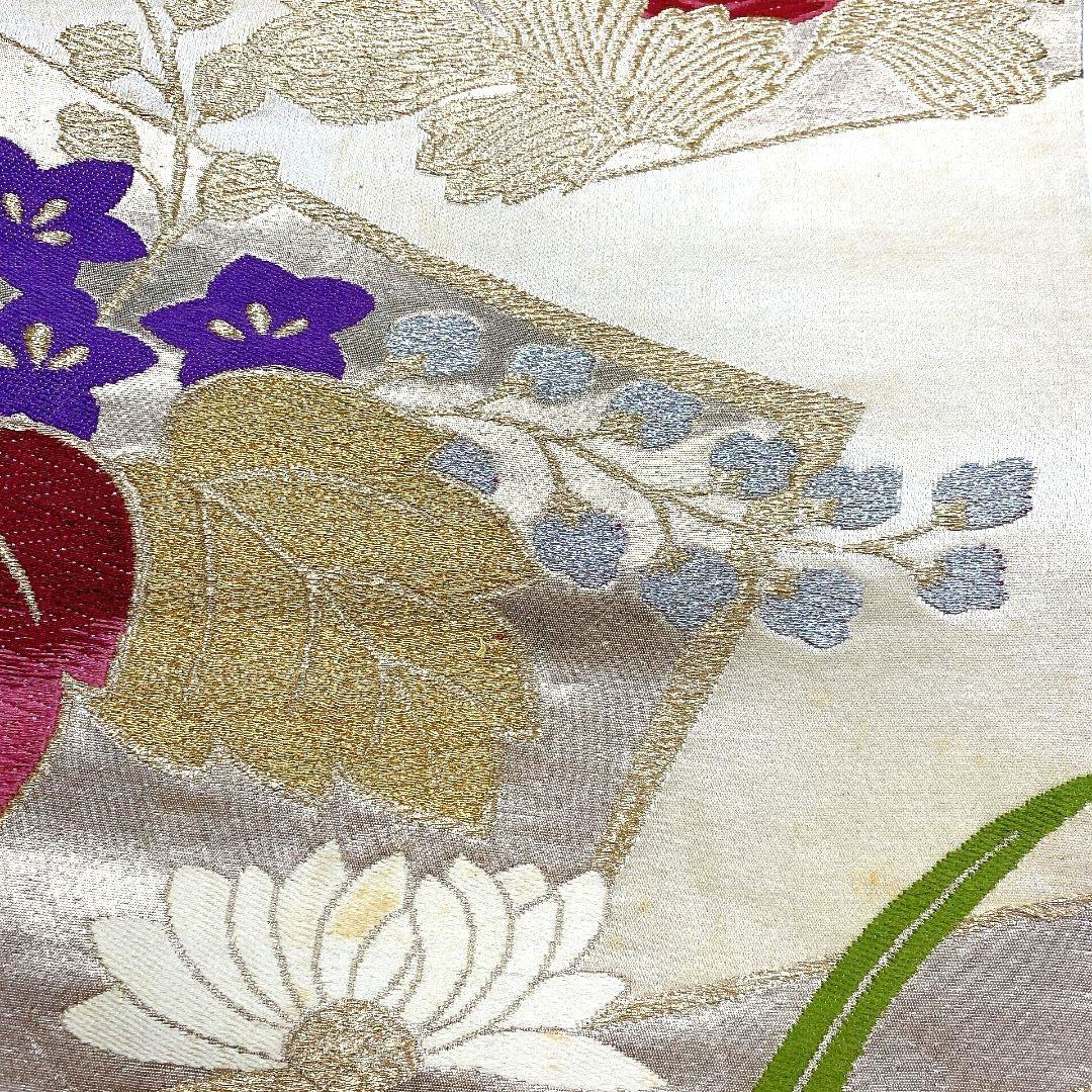 5058# Japanese Vintage Fukuro Obi Belt Kimono Fabric Silk Traditional
