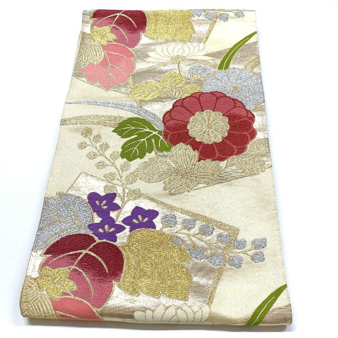 5058# Japanese Vintage Fukuro Obi Belt Kimono Fabric Silk Traditional