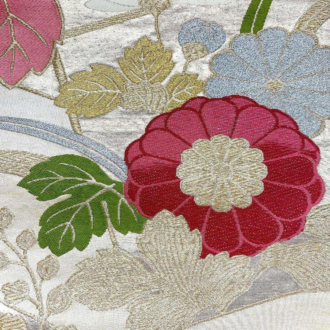 5058# Japanese Vintage Fukuro Obi Belt Kimono Fabric Silk Traditional