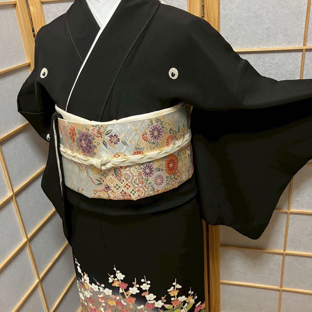 4347# Japanese Tomesode Kimono Vintage Womens Silk Fabric Robe Kimono only sold