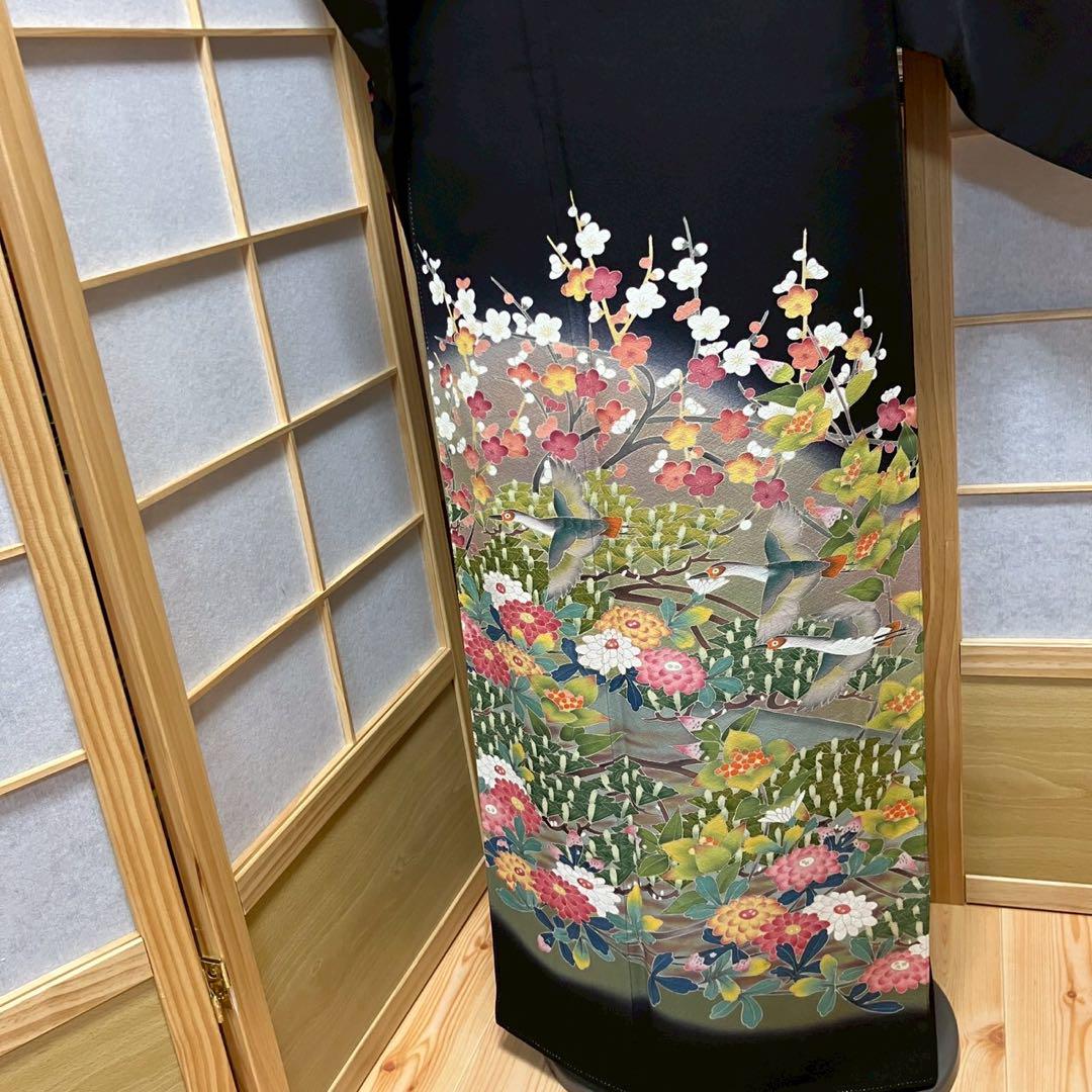 4347# Japanese Tomesode Kimono Vintage Womens Silk Fabric Robe Kimono only sold