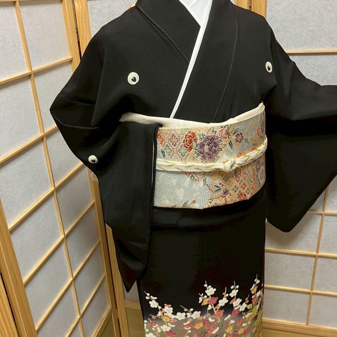 4347# Japanese Tomesode Kimono Vintage Womens Silk Fabric Robe Kimono only sold