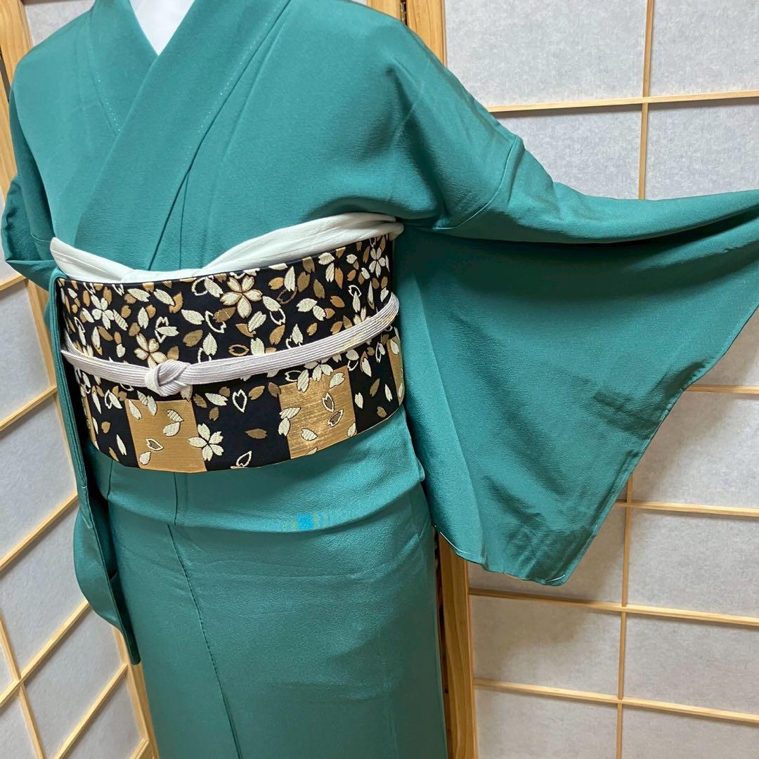 4322# Japanese Kimono Vintage Womens Silk Fabric Robe Kimono only sold Unused