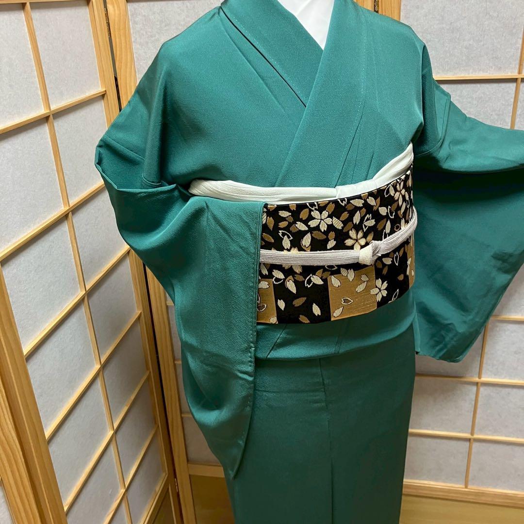 4322# Japanese Kimono Vintage Womens Silk Fabric Robe Kimono only sold Unused