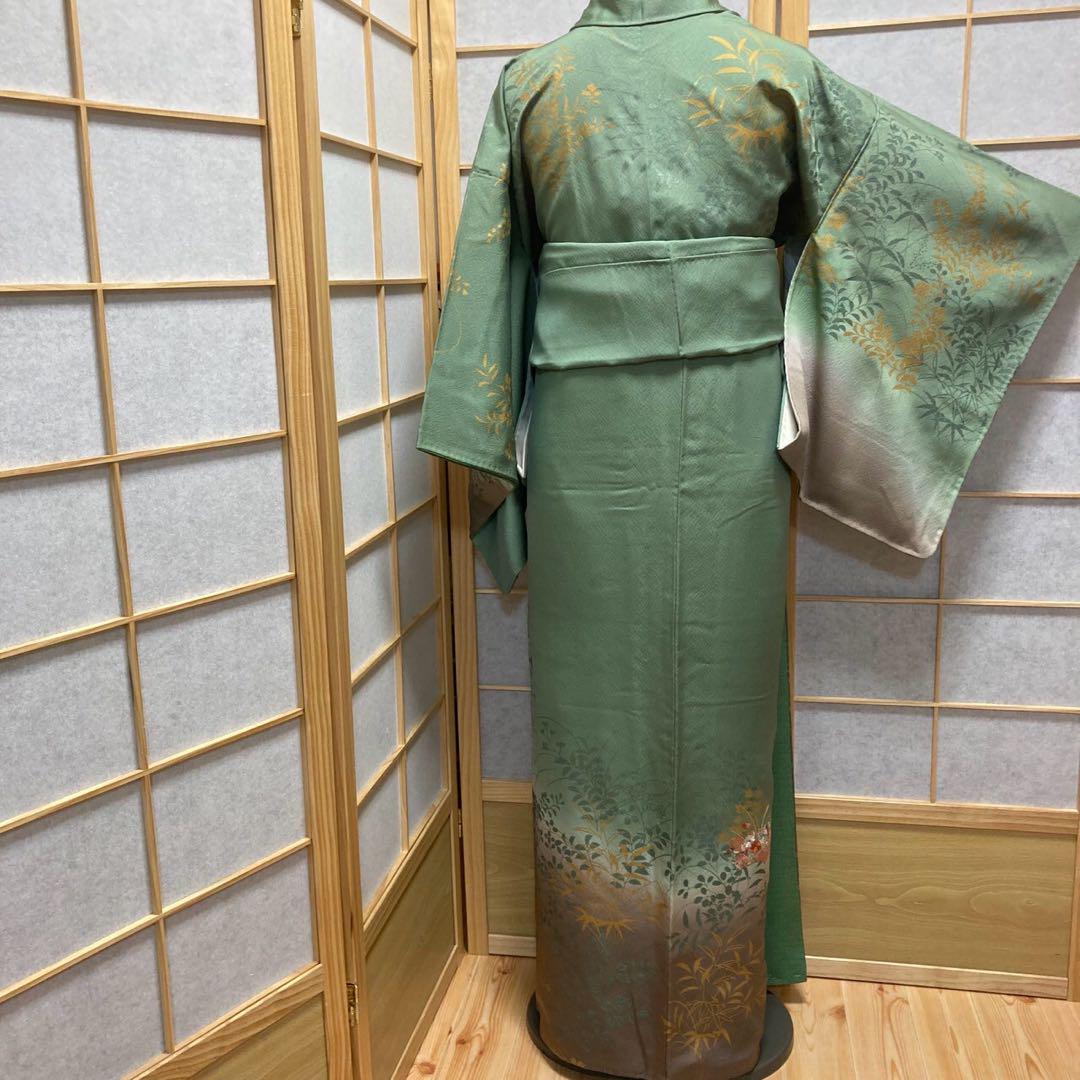 3127# Japanese Kimono Vintage Womens Silk Fabric Robe Kimono only sold Unused