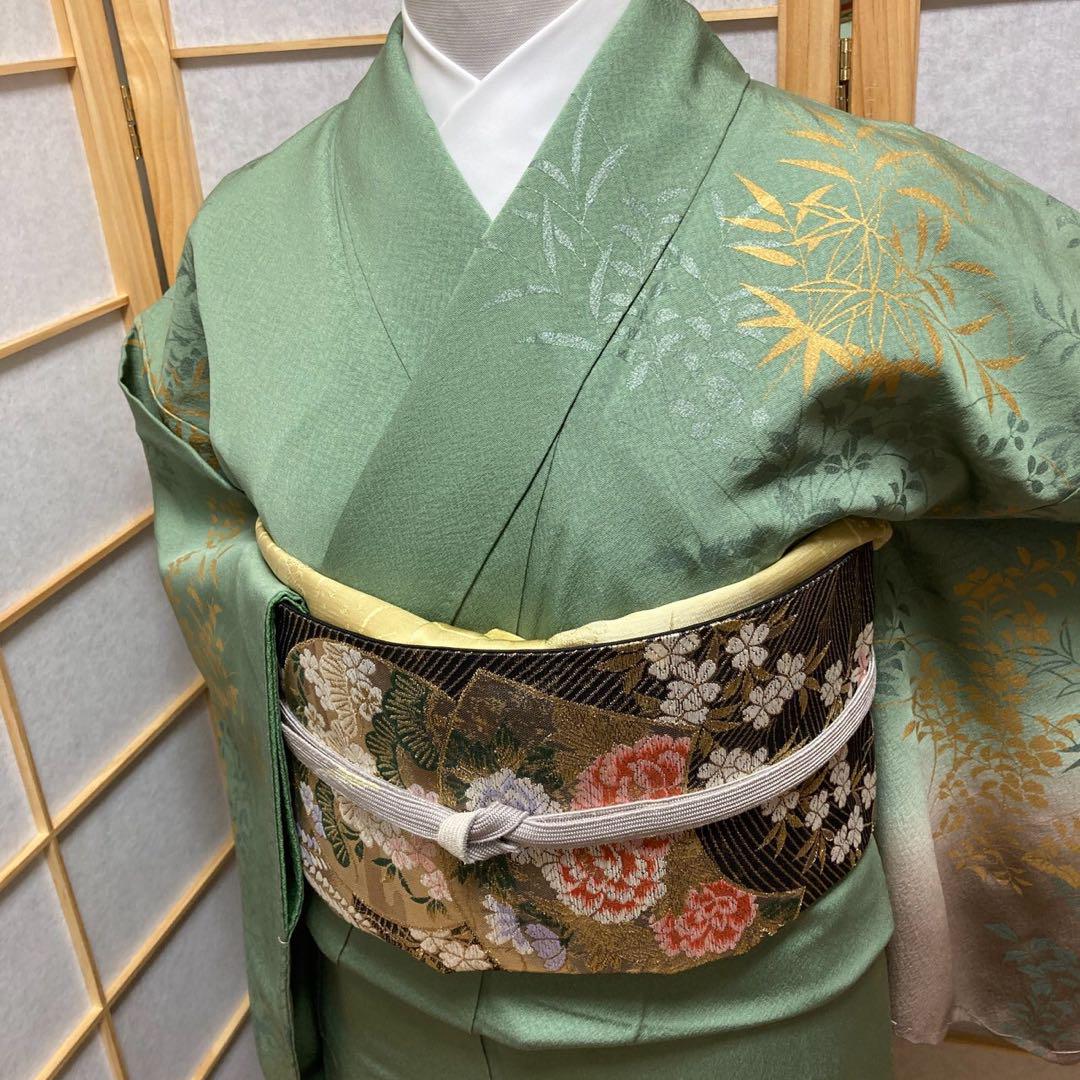 3127# Japanese Kimono Vintage Womens Silk Fabric Robe Kimono only sold Unused