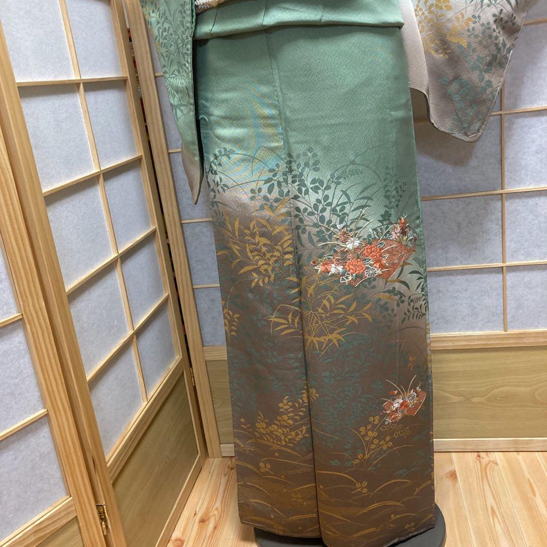 3127# Japanese Kimono Vintage Womens Silk Fabric Robe Kimono only sold Unused