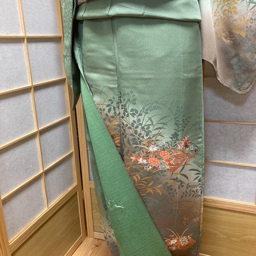 3127# Japanese Kimono Vintage Womens Silk Fabric Robe Kimono only sold Unused