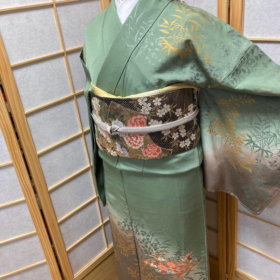 3127# Japanese Kimono Vintage Womens Silk Fabric Robe Kimono only sold Unused