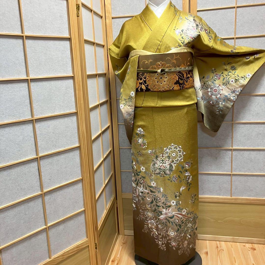 4433# Japanese Kimono Vintage Womens Silk Fabric Robe Kimono only sold